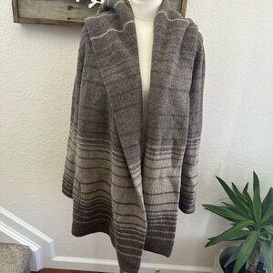Vince‎ Sophie Striped Blanket Cardigan Sweater Car Coat Wool Cashmere Yak Alpaca